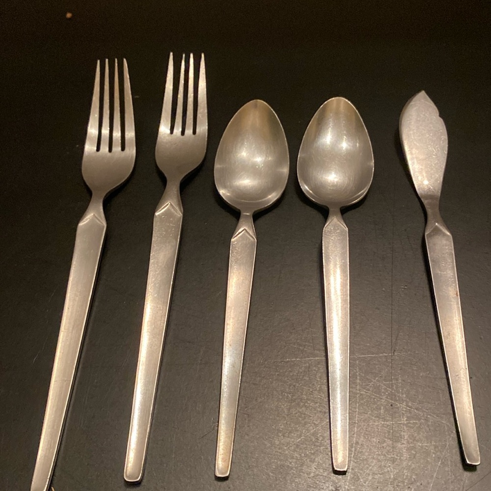 Cortina stainless steel Japan 5 pc serve set fork, spoon, butter knife flatware